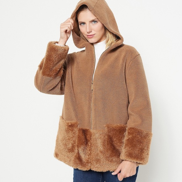Koolaburra Jackets & Blazers - Koolaburra by Ugg Hooded full zip Coat with Faux Fur Trim Size L